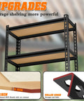 Beefy Heavy Duty Five Tier Metal Storage Shelving Unit with MDF boards and rolled edges for kitchen, garage, laundry room.
