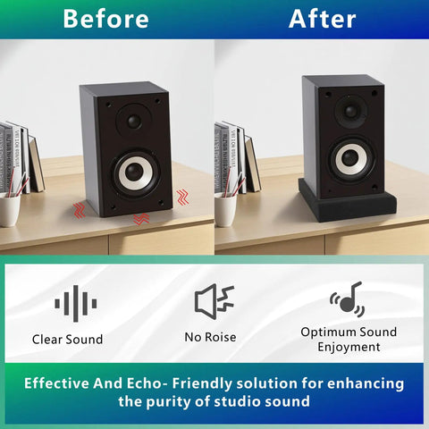 Two Pack Studio Monitor Isolation Pads For 3 To 4.5 Inch Speakers High Density Acoustic Foam To Cut Vibration Before After