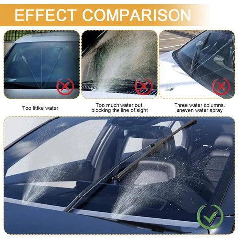 Comparison of wiper spray patterns for Three Way Wiper Spray Jet Nozzle Connector Kit With Check Valve For Toyota Scion Lexus