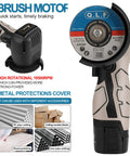 ZFULVO cordless brush angle grinder kit with two 16.8V 2000mAh batteries and 5-cutting discs, front view