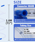 Diagram showing 3-Piece 71 Inch Vacuum Suction Hose Set with size details and connector dimensions for home, garage, shop use.