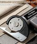 Heavy Duty Cordless Electric Scissors With Led Display And Type C Charging, cutting metal blade with fabric swatches.