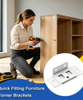 Heavy Duty L Shaped Furniture Joint Bracket With Screws Quick Fit Iron Clip For Bookshelves And Cabinets 90 Degree Corner Support