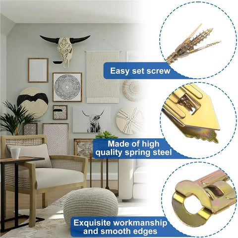 Heavy Duty Self Drilling Drywall Anchors Kit With Screws For No Drill Wall Mounts, Rust Resistant Yellow Zinc Plated Carbon Steel Anchors, Easy No Pre Drill Install, Strong Support For Shelves, TVs, Decor And More, spring steel