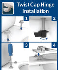 Twist cap hinge installation steps for Stay-Tite Toilet Seat Fastening Hardware Upgrade Kit For Easy Change Seats No More Loosening
