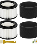 2 Pack 17810 Filter Replacement Kit For 9-17810 3 To 4 Gallon Wet Dry Shop Vac with 2 filters, 2 foam sleeves, and 1 brush
