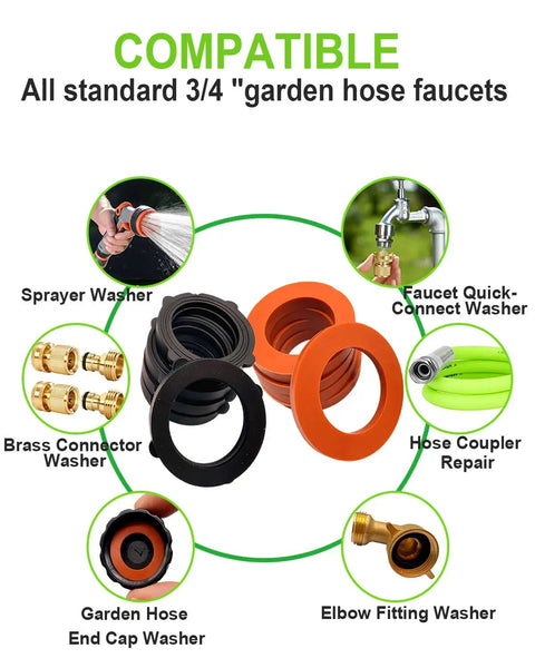 48 Piece Garden Hose Washers With Self Locking Tabs Leak Proof Black And Red Premium 3mm Thick Rubber Gaskets Kit