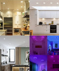 4-Inch Smart Recessed LED Lights With Junction Box, RGB Color Changing Downlights in various room settings