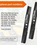 Beefy Heavy Duty 42 Inch Mower Blades Two Pack Fits Cub Cadet Troy Bilt 42 Inch Decks And Craftsman LT1500 42 Inch Lawn Tractors For XT1 LT42 XT2 LX42 Models