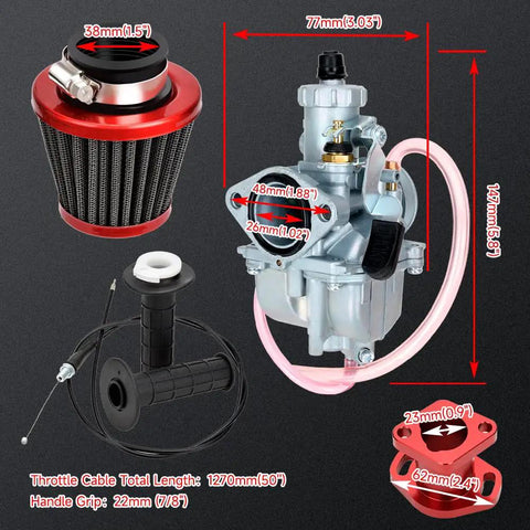 VM22 26mm Carburetor Throttle Assembly With Main Jets Kit Bolt On For Predator 212cc 224cc 196cc Non Hemi OHV Engines GX160 GX200 Clone