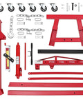 Badass Heavy Duty Folding Hydraulic Engine Hoist Cherry Picker Shop Crane Two Ton Lifter parts with caster wheels and components.