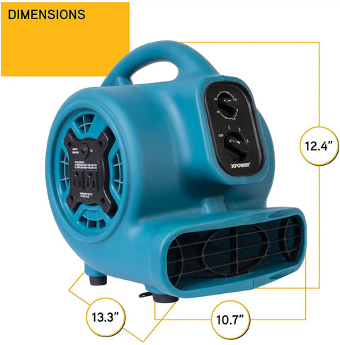 Powerful Quarter HP Centrifugal Air Mover Beast Delivers 925 CFM To Dry Carpets, Dimensions 12.4 x 13.3 x 10.7 inches