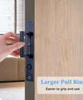 2 Pack 5.5 Inch Pocket Door Edge Pull With Push Automatic Pop Up Switch Hidden Flush Handle Sliding Door Pull Hardware black on door