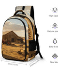 Tractor Barn Farm Landscape Printed Backpack For Unisex Everyday Use With Large Capacity Durable Polyester Daypack For School Travel Or Work Breathable Comfort Zippered Compartments