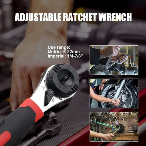 Adjustable Ratchet Wrench Kit For Six To Twenty Two Millimeter Screws And Quarter To Seven Eighths Inch Hardware in use