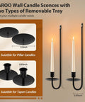 Upgrade Your Digs With These Dope Black Metal Wall Candle Sconce Holder Set Of Two Featuring Removable Taper And Pillar Disks For A Chill Cozy Ambiance, 13.2 in x 2.97 in.