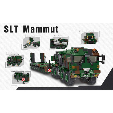 Pro Level Military Tank Carrier Building Blocks 1912 Pcs Top Shelf Army Vehicle Construction Set rear view with detailed parts.