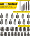 36 Piece Screw And Bolt Extractor Kit 3 In 1 Easy Out Set with various extractor sockets and bits for damaged screws SAE and Metric