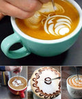 Barista creating latte art using Barista Grade 20 Oz Stainless Steel Milk Frothing Pitcher For Espresso And Latte Art Foam, Perfect For Cappuccino And Hot Chocolate, Dishwasher Safe, Pro Grade, Easy Read Measurement Inside.