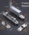 Heavy Duty Self Closing Door Pivot Hinges With Adjustable Speed For Wood Doors Built To Last 304 Stainless Steel Construction 360 Degree Shaft Hidden Secret Door Hardware MIMIRACLE, shown with dimensions.