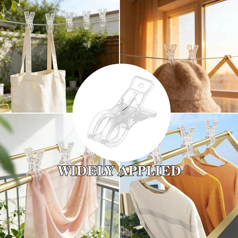 Clear Balloon Arch Clips 3.5 Inch Heavy Duty Spring Clamps 20 Pack for backdrops, decor, and crafts in various setups.