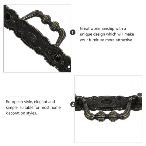 Close-up of Six Piece Antique Cabinet Handles Set Vintage Drawer Pulls in European Style Zinc Alloy Hardware for Home Decoration
