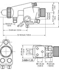 Technical drawing of Heavy Duty Pneumatic Paint Sprayer with dimensions for precise installation and use in factory settings.