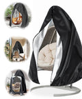 Image showing a Patio Egg Chair Cover With Zipper No Fuss All Season 420D Oxford PU Coated Outdoor Swing Protector on a black chair.