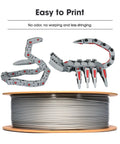 PLA Basic Filament 1.75mm for Fast 3D Printing, 1kg spool, high fluidity PLA shown with printed scorpion model, white color