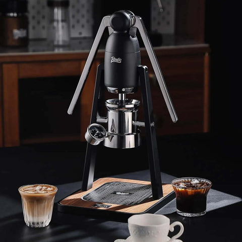 Manual Espresso Maker Set Hand Press Espresso Machine With Dual Lever And 12 Bar Pressure Profiling stainless steel black