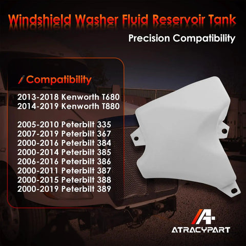 Heavy Duty Windshield Washer Fluid Reservoir Tank With Pump Replacement Fits 2000 to 2019 Kenworth T680 T880 Peterbilt Trucks