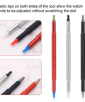 Pro Grade Stainless Steel Watch Hand Setting Tool Set 3 Pieces With Plastic End Pusher Tips For Scratch Free Dial And Precise Pointer Adjustment