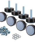 8 Pack M6 Furniture Levelers And Teflon Bottom Glides For Smooth Room Repositioning With Durable Hard Plastic Construction, with screws.