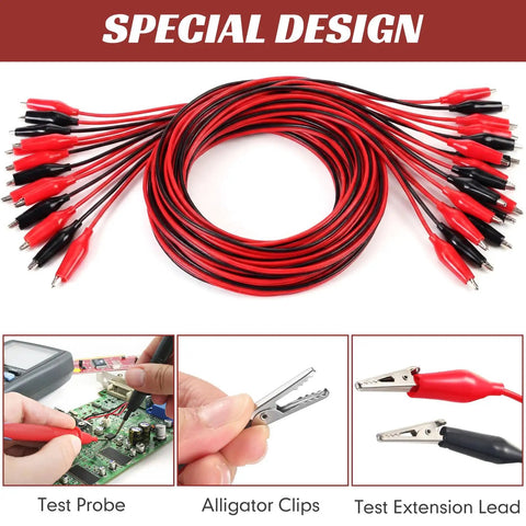 4 Pcs Alligator Clip Test Lead Set For Electrical Testing, 40 Inch Double Ended Jumper Wires With PVC Insulated Copper Wire