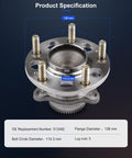 Rear Wheel Bearing And Hub Assembly 5 Lugs Fits Hyundai Elantra Coupe, Elantra GT, Veloster And Kia Forte With ABS OE 512492 Replacement For 2011-2016 Models