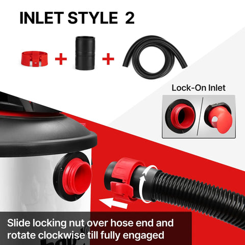 Eight Foot Universal Vacuum Hose For Wet Dry Vacuums With Two And A Half Inch Inlet Compatible With Rigid Dewalt