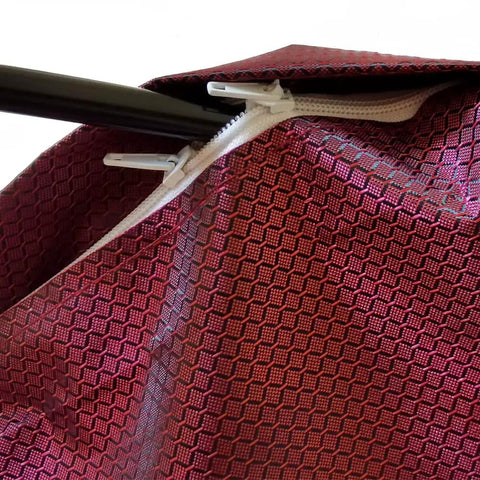 Close-up of waterproof fabric and zipper on the Mobility Scooter Control Panel Cover Waterproof Tiller Case Dustproof Rain Enclosure.