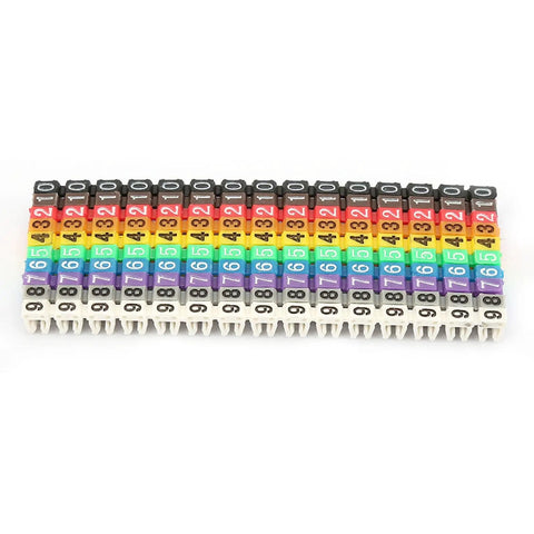 Wire Numbering Marker C Shape Cable Marker Tubes For Quick Cable ID 150 Pcs KCM 1.5mm 1.5 Square Easy Snap In Labels Durable Plastic Cable Tags in colorful arrangement