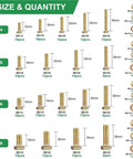 Beefy 907 Piece Metric Bolt Kit With M4 M5 M6 M8 Alloy Steel Hex Bolts Nuts And Washers, Size chart with bolt lengths