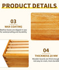 Wax coating detail of 10 Frame Langstroth Medium Super Beehive Box Kit With Beeswax Dip Includes 10 Frames And Wax Foundations Yellow