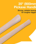 Beefy Wooden Pickaxe And Mattock Handle 35 Inch 900mm Kiln Dried Beech Heavy Duty Yet Lightweight Fits Most Standard Heads Durable