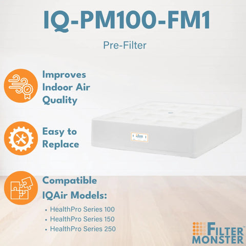 Replacement Pre Max Filter For IQAir HealthPro Series 13x13x3 in, easy fit design for indoor air purifiers, extends filter life