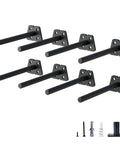 Eight Pack Six Inch Hidden Floating Shelf Brackets Heavy Duty Invisible Wall Bracket Supports Black Powder Coated Solid Steel.