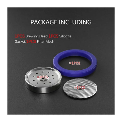 Dual Boiler Espresso Group Head Gasket Shower Screen Filter Replacement Kit Fits BES920XL Machines with brewing head, silicone gasket, filter mesh.