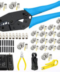 Beefy BNC Crimp Tool Kit With 20 RG58 Male Connectors, 10 BNC Female To Female Adapters, Coax Cable Stripper, Heat Shrink Tubes, And Cable Tester For RG58 RG59 RG62 RG174 displayed