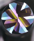 Close-up of Must-Have Carbide End Mills Six Flute Square Milling Cutter With DLC Coating for aluminum and copper finishing.