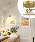 PRTILOUD Pendant Lights Kitchen Island, Modern Gold Hanging Light Fixture with Glass Shade, adjustable rod in living room.