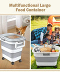Collapsible Airtight Rice Storage Container With Cup And Scoop, versatile 10-40 lb capacity, used indoors and outdoors