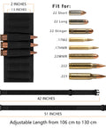 Adjustable 50 Round Rifle Shell Holder Sling For Rifles - Durable nylon displaying ammo compatibility and dimensions