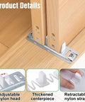 Sliding Closet Door Floor Guide For Bottom Track Systems Adjustable Steel Guides installed on wooden floor with screws.